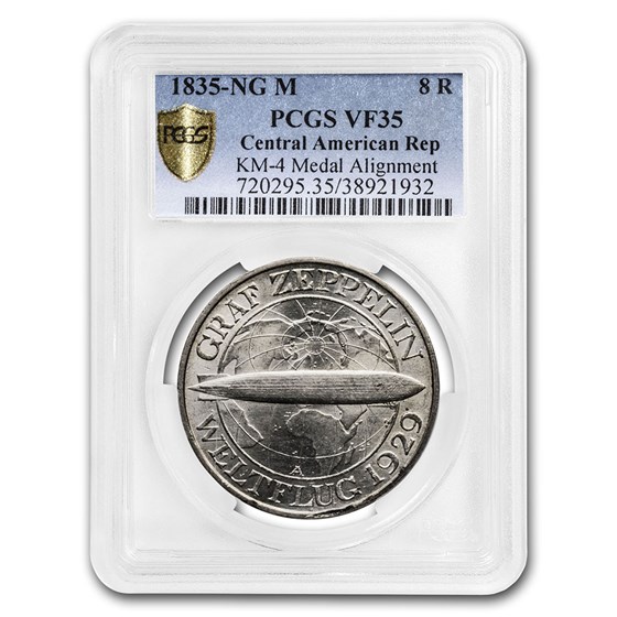 1835-NG Central Ameri. Rep. 8 Reales VF-35 PCGS (Medal Alignment) 1835-NG Central Ameri. Rep. 8 Reales VF-35 PCGS (Medal Alignment)